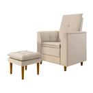 Poltrona de Amamentação e Puff Ariel Suede Bege Pés Palito