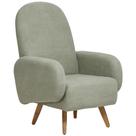 Poltrona de Amamentação Fixa Pés Manu Dolce D02 Bouclê Verde Oliva C-199 - Lyam Decor