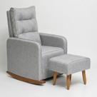 Poltrona de Amamentacão Giratória e Reclinável quarto bebe- HELENA SOFT Tecido:SUEDE Bege
