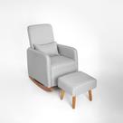 Poltrona de Amamentação HELENA Balanço com Almofada + Puff Linho Cinza COD 2502 - Lahome Decor