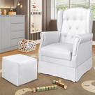 Poltrona de Amamentação Letícia com Balanço e Puff material sintético Branco - Phoenix Baby