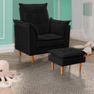 Poltrona De Amamentação Loana Com Puff Suede Preto Poltrona De Amamentação Loana Com Puff Suede Preto