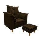 Poltrona De Amamentação + Puff Luana Yamin Sofia Loana Pés Madeira Suede Marrom Escuro Poltrona De Amamentação + Puff Luana Yamin Sofia Loana Pés Madeira Suede Marrom Escuro