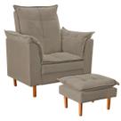 Poltrona De Amamentação Quarto de Bebê Com Puff Melina Suede