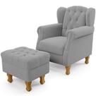 Poltrona de Amamentação Yara P02 Com Puff Paris Luis Xv L02 Bouclê Cinza - Lyam Decor Poltrona de Amamentação Yara P02 Com Puff Paris Luis Xv L02 Bouclê Cinza - Lyam Decor