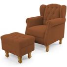 Poltrona de Amamentação Yara P02 Com Puff Paris Luis Xv L02 Bouclê Terracota - Lyam Decor Poltrona de Amamentação Yara P02 Com Puff Paris Luis Xv L02 Bouclê Terracota - Lyam Decor