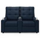 Poltrona de Cinema Reclinável 2 Lugares Baú USB Mallie FH9 Veludo Azul - Mpozenato Poltrona de Cinema Reclinável 2 Lugares Baú USB Mallie FH9 Veludo Azul - Mpozenato