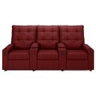 Poltrona de Cinema Reclinável 3 Lugares Baú USB Mallie FH9 Veludo Vermelho - Mpozenato Poltrona de Cinema Reclinável 3 Lugares Baú USB Mallie FH9 Veludo Vermelho - Mpozenato
