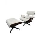 Poltrona De Couro Com Puff Charles Eames Branco