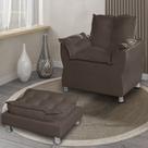 Poltrona de decoração e escritoria e sala de estar opala turna marrom+ puff descanso de pes marrom Poltrona de decoração e escritoria e sala de estar opala turna marrom+ puff descanso de pes marrom