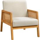 Poltrona de Destaque Yaheetech Estilo Mid Century Bege com Pernas de Madeira