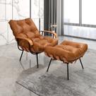 Poltrona de Ferro Madeira, Estofada com Braço e Puff Estofado Costela Living Outdoor Espresso Móveis Preto/Couro Marrom Poltrona de Ferro Madeira, Estofada com Braço e Puff Estofado Costela Living Outdoor Espresso Móveis Preto/Couro Marrom