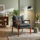 Poltrona de Madeira Maciça Confortável Sala Design Elegante Estrutura Madeira Estofado Boucle Estilo Sofisticado Poltrona de Madeira Maciça Confortável Sala Design Elegante Estrutura Madeira Estofado Boucle Estilo Sofisticado