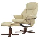 Poltrona de Massagem Reclinável Cloud Domann Design PU Creme com Controle e Apoio para os Pés