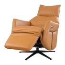 Poltrona de Massagem Reclinável Descanso Domi Design Couro Natural Camel com Controle Base Ferro