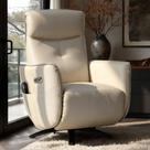 Poltrona de Massagem Reclinável Elétrica com Aquecimento Bravinni L07 material sintético Bege - Lyam Decor