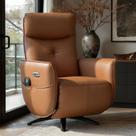 Poltrona de Massagem Reclinável Elétrica com Aquecimento Bravinni L07 material sintético Caramelo - Lyam Decor