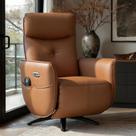 Poltrona de Massagem Reclinável Elétrica com Aquecimento Bravinni L07 material sintético Caramelo - Lyam Decor