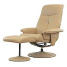 Poltrona de Massagem Reclinável Soft Domann Design PU Bege com Controle e Apoio para os Pés