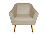 Poltrona Decorativa Agatha Suede Bege Pés Madeira Mz Decor