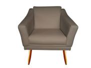 Poltrona Decorativa Agatha Suede Capuccino Pés Madeira Mz Decor