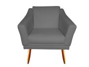 Poltrona Decorativa Agatha Suede Cinza Pés Madeira Mz Decor