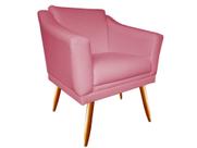Poltrona Decorativa Agatha Suede Rosa Pés Madeira Ms Decor