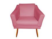 Poltrona Decorativa Agatha Suede Rosa Pés Madeira Mz Decor