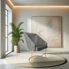 Poltrona Decorativa Alana Suede Grafite Base de Ferro Dourado - Pallazio