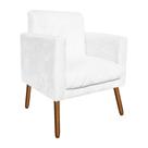 Poltrona Decorativa Alfa com Pés Madeira Corano Branco