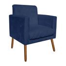 Poltrona Decorativa Alfa com Pés Madeira Suede Azul Marinho