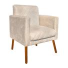 Poltrona Decorativa Alfa com Pés Madeira Suede Bege