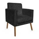 Poltrona Decorativa Alfa com Pés Madeira Suede Preto