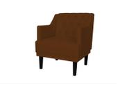 Poltrona Decorativa Alice Couro Marrom Pés Madeira Ms Decor
