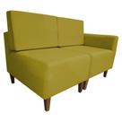 Poltrona Decorativa Alicia Lado Esquerdo Couro Amarelo Pés Madeira Mz Decor