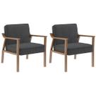 Poltrona Decorativa Antônia com Braço Tecido Cinza Escuro Madeira cor Nogueira Kit 2 Unidades