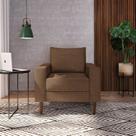 Poltrona Decorativa Ascona 1 Lugar em Eucalipto e Linho Marrom 85cm