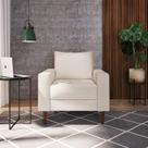 Poltrona Decorativa Ascona 1 Lugar em Eucalipto e Linho Off White 85cm