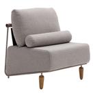 Poltrona Decorativa Aurea Base Aço Champagne Linho Cinza Mesclado - Nexta Casa