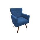 Poltrona Decorativa Aurora Suede Azul Pés Madeira Mz Decor Poltrona Decorativa Aurora Suede Azul Pés Madeira Mz Decor