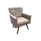 Poltrona Decorativa Aurora Suede Bege Pés Madeira Mz Decor Poltrona Decorativa Aurora Suede Bege Pés Madeira Mz Decor