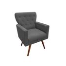 Poltrona Decorativa Aurora Suede Cinza Pés Madeira Mz Decor Poltrona Decorativa Aurora Suede Cinza Pés Madeira Mz Decor
