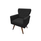 Poltrona Decorativa Aurora Suede Preto Pés Madeira Ms Decor Poltrona Decorativa Aurora Suede Preto Pés Madeira Ms Decor
