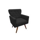 Poltrona Decorativa Aurora Suede Preto Pés Madeira Mz Decor Poltrona Decorativa Aurora Suede Preto Pés Madeira Mz Decor