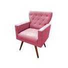 Poltrona Decorativa Aurora Suede Rosa Pés Madeira Ms Decor Poltrona Decorativa Aurora Suede Rosa Pés Madeira Ms Decor