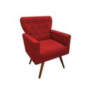 Poltrona Decorativa Aurora Suede Vermelho Pés Madeira Mz Decor Poltrona Decorativa Aurora Suede Vermelho Pés Madeira Mz Decor