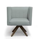 Poltrona Decorativa Barcelona Base Giratória Suede Cinza Claro - Casa & Estofados Poltrona Decorativa Barcelona Base Giratória Suede Cinza Claro - Casa & Estofados