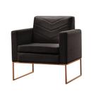 Poltrona Decorativa Base Cobre Couro Preto Mel Poltrona Decorativa Base Cobre Couro Preto Mel