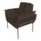 Poltrona Decorativa Base Cobre Suede Marrom - Vallisa Decor