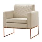Poltrona Decorativa Base Cobre Veludo Bege Claro Mel Poltrona Decorativa Base Cobre Veludo Bege Claro Mel